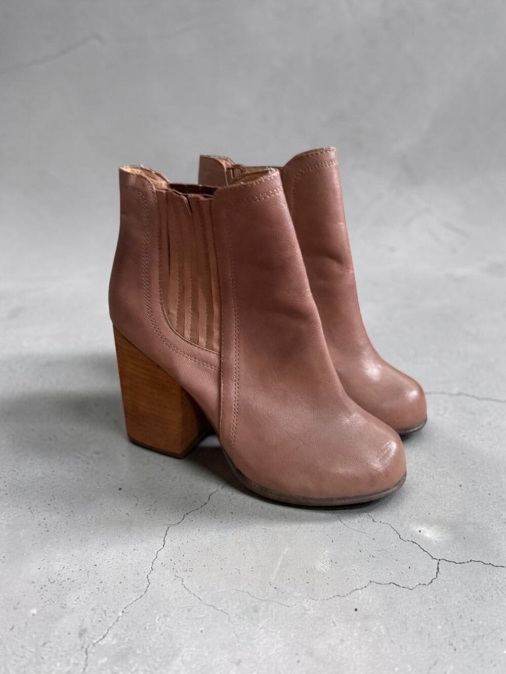 JEFFREY CAMPBELL Last Havana Taupe Leather Boots Size 6